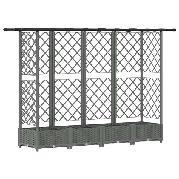 Grote foto vidaxl verhoogd bed met trellis en dak lichtgrijs 202 5 x 40 x 121 cm tuin en terras overige tuin en terras