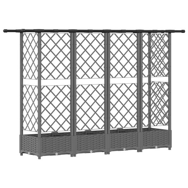 Grote foto vidaxl verhoogd bed met trellis en dak lichtgrijs 202 5 x 40 x 121 cm tuin en terras overige tuin en terras