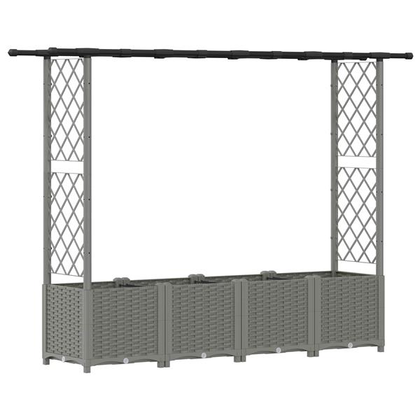 Grote foto vidaxl verhoogd bed met trellis en dak lichtgrijs 203 x 40 x 136 cm pp tuin en terras overige tuin en terras