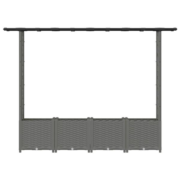 Grote foto vidaxl verhoogd bed met trellis en dak lichtgrijs 203 x 40 x 136 cm pp tuin en terras overige tuin en terras