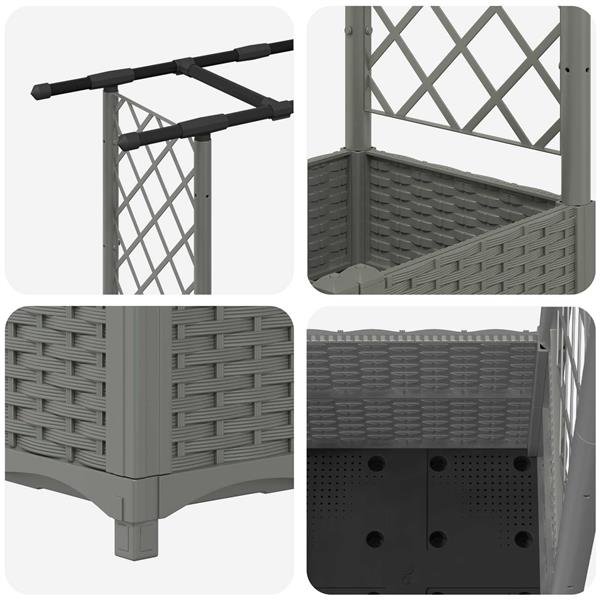 Grote foto vidaxl verhoogd bed met trellis en dak lichtgrijs 203 x 40 x 136 cm pp tuin en terras overige tuin en terras