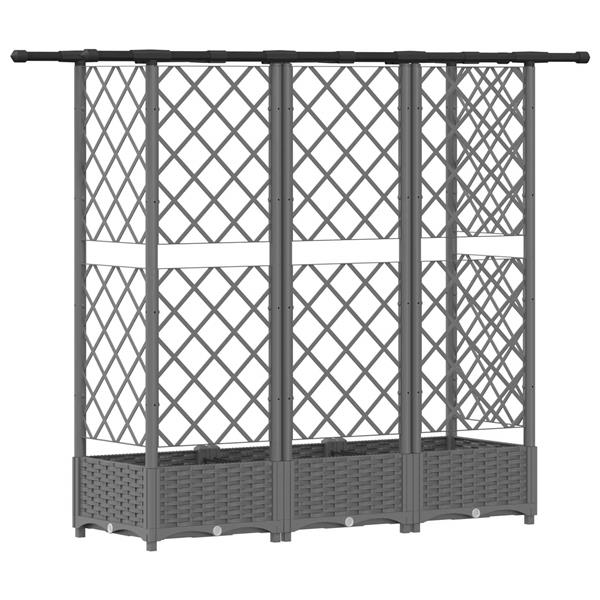 Grote foto vidaxl verhoogd bed met trellis en dak lichtgrijs 164 x 40 x 121 cm pp tuin en terras overige tuin en terras