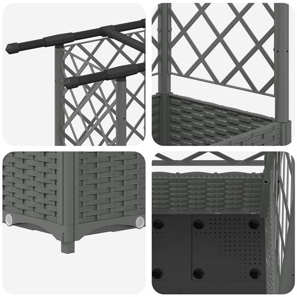 Grote foto vidaxl verhoogd bed met trellis en dak lichtgrijs 164 x 40 x 121 cm pp tuin en terras overige tuin en terras