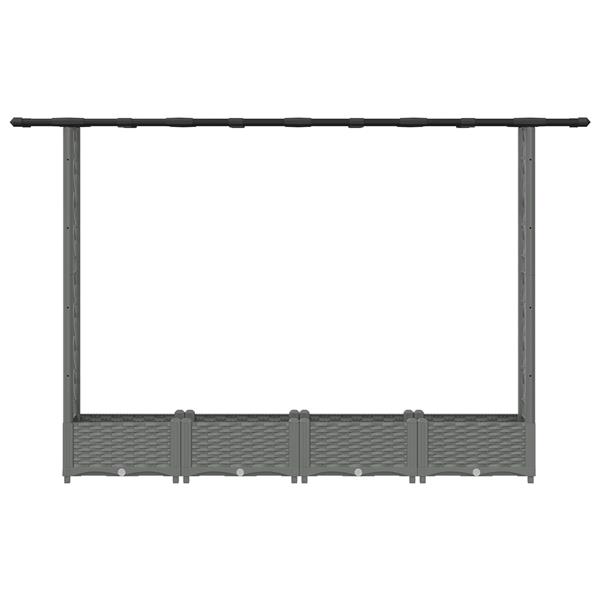 Grote foto vidaxl verhoogd bed met trellis en dak lichtgrijs 203 x 40 x 121 cm pp tuin en terras overige tuin en terras