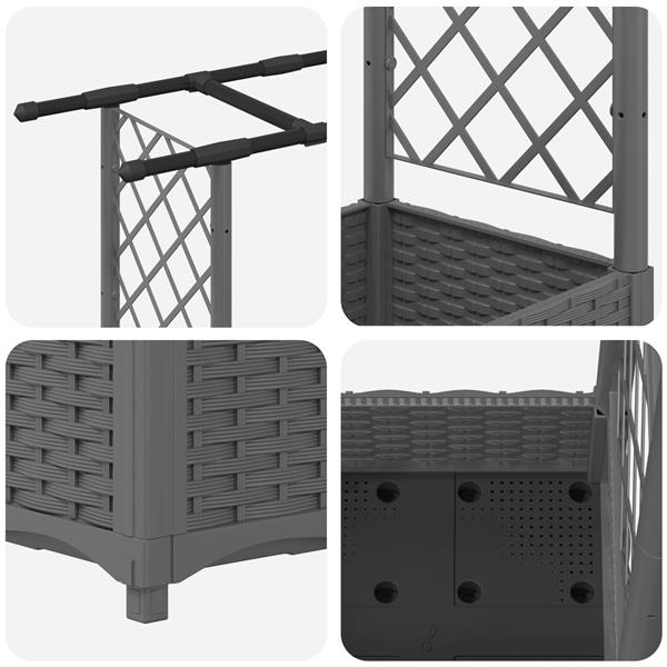 Grote foto vidaxl verhoogd bed met trellis en dak lichtgrijs 122 5 x 40 x 121 cm tuin en terras overige tuin en terras