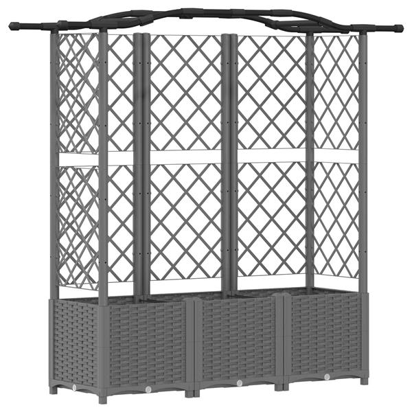 Grote foto vidaxl verhoogd bed met trellis en dak lichtgrijs 163 x 40 x 138 cm pp tuin en terras overige tuin en terras