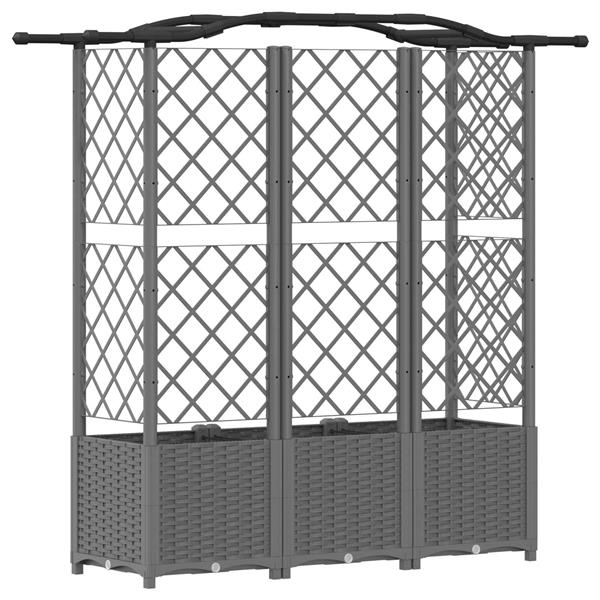 Grote foto vidaxl verhoogd bed met trellis en dak lichtgrijs 163 x 40 x 138 cm pp tuin en terras overige tuin en terras