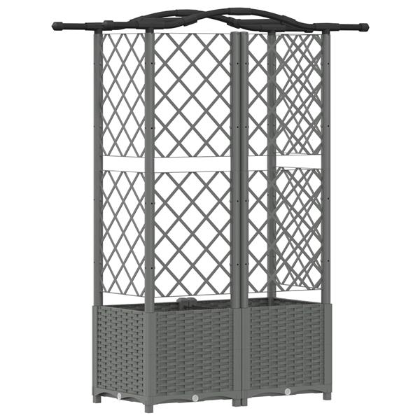 Grote foto vidaxl verhoogd bed met trellis en dak lichtgrijs 122 x 40 x 138 cm pp tuin en terras overige tuin en terras