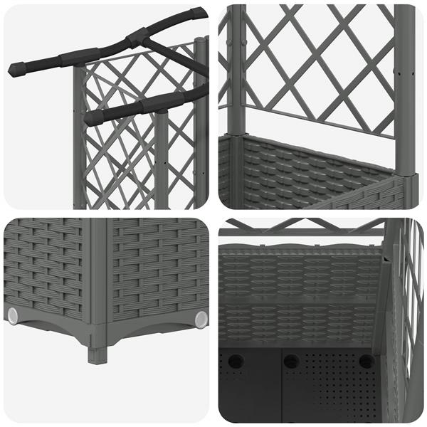 Grote foto vidaxl verhoogd bed met trellis en dak lichtgrijs 122 x 40 x 138 cm pp tuin en terras overige tuin en terras