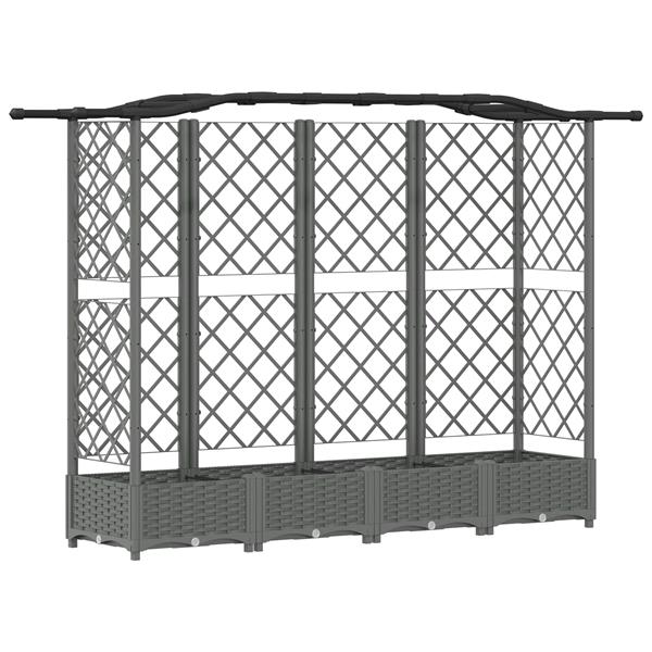 Grote foto vidaxl verhoogd bed met trellis en dak lichtgrijs 203 5 x 40 x 123 cm tuin en terras overige tuin en terras