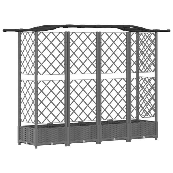 Grote foto vidaxl verhoogd bed met trellis en dak lichtgrijs 203 5 x 40 x 123 cm tuin en terras overige tuin en terras