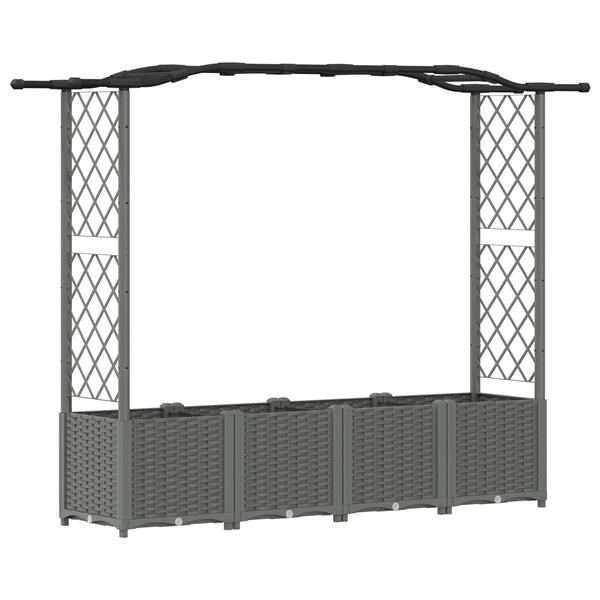 Grote foto vidaxl verhoogd bed met trellis en dak lichtgrijs 204 x 40 x 138 cm pp tuin en terras overige tuin en terras