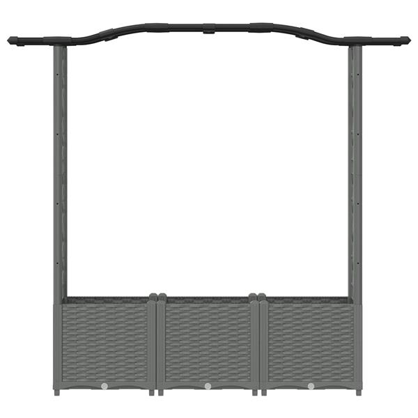 Grote foto vidaxl verhoogd bed met trellis en dak lichtgrijs 164 x 40 x 138 cm pp tuin en terras overige tuin en terras