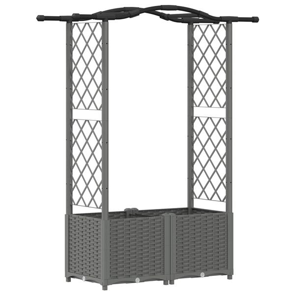 Grote foto vidaxl verhoogd bed met trellis en dak lichtgrijs 125 x 40 x 138 cm pp tuin en terras overige tuin en terras