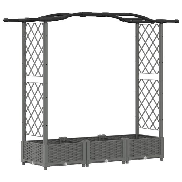 Grote foto vidaxl verhoogd bed met trellis en dak lichtgrijs 169 x 40 x 123 cm pp tuin en terras overige tuin en terras