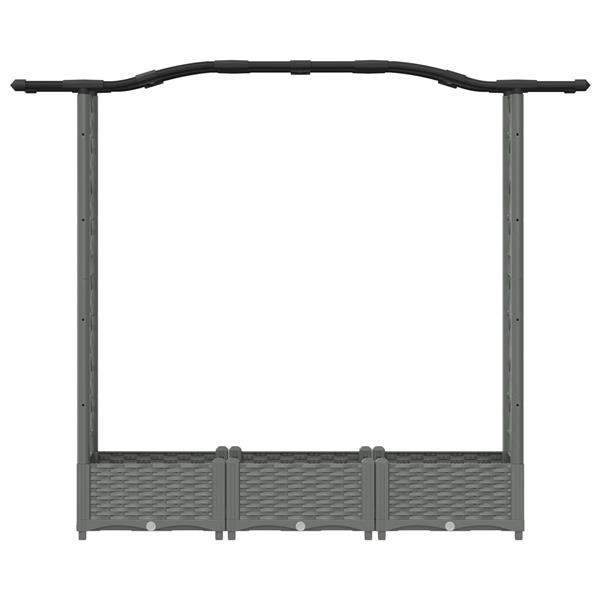 Grote foto vidaxl verhoogd bed met trellis en dak lichtgrijs 169 x 40 x 123 cm pp tuin en terras overige tuin en terras