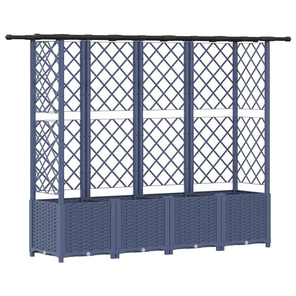 Grote foto vidaxl verhoogd bed met trellis en dak grijs 202 x 40 x 136 cm pp tuin en terras overige tuin en terras