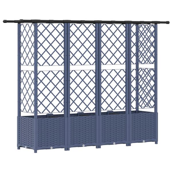 Grote foto vidaxl verhoogd bed met trellis en dak grijs 202 x 40 x 136 cm pp tuin en terras overige tuin en terras