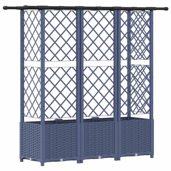 Grote foto vidaxl verhoogd bed met trellis en dak grijs 163 5 x 40 x 136 cm pp tuin en terras overige tuin en terras
