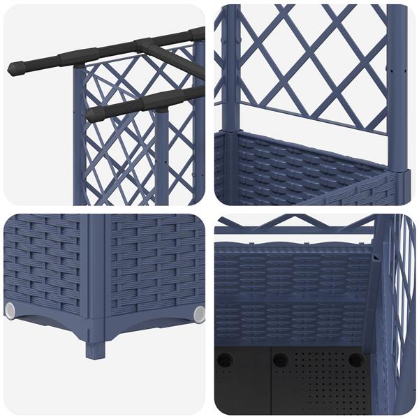 Grote foto vidaxl verhoogd bed met trellis en dak grijs 163 5 x 40 x 136 cm pp tuin en terras overige tuin en terras