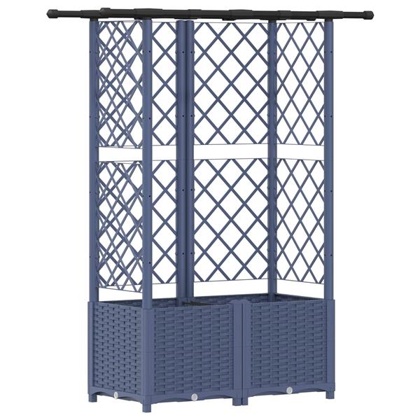 Grote foto vidaxl verhoogd bed met trellis en dak grijs 124 x 40 x 136 cm pp tuin en terras overige tuin en terras