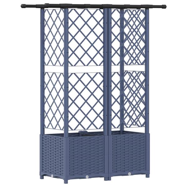 Grote foto vidaxl verhoogd bed met trellis en dak grijs 124 x 40 x 136 cm pp tuin en terras overige tuin en terras