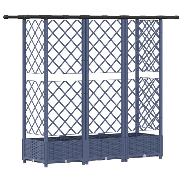 Grote foto vidaxl verhoogd bed met trellis en dak grijs 164 x 40 x 121 cm pp tuin en terras overige tuin en terras