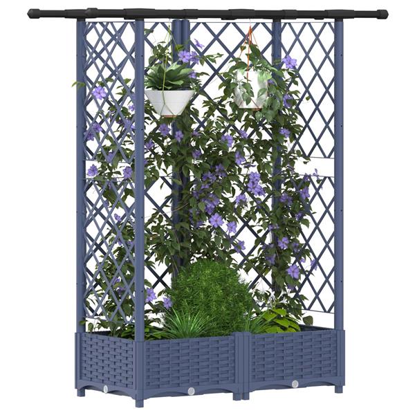 Grote foto vidaxl verhoogd bed met trellis en dak grijs 124 x 40 x 121 cm pp tuin en terras overige tuin en terras