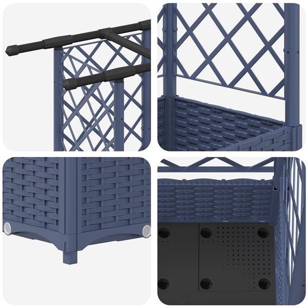 Grote foto vidaxl verhoogd bed met trellis en dak grijs 124 x 40 x 121 cm pp tuin en terras overige tuin en terras