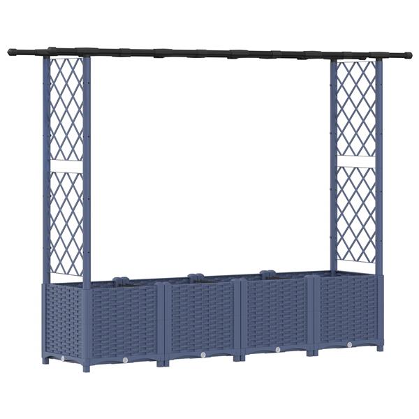 Grote foto vidaxl verhoogd bed met trellis en dak grijs 203 x 40 x 136 cm pp tuin en terras overige tuin en terras