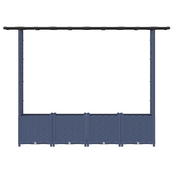 Grote foto vidaxl verhoogd bed met trellis en dak grijs 203 x 40 x 136 cm pp tuin en terras overige tuin en terras