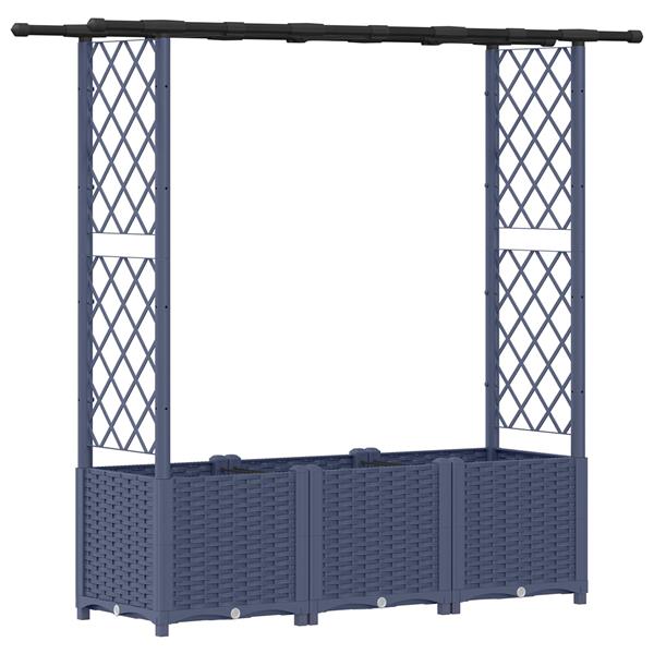 Grote foto vidaxl verhoogd bed met trellis en dak grijs 162 5 x 40 x 136 cm pp tuin en terras overige tuin en terras