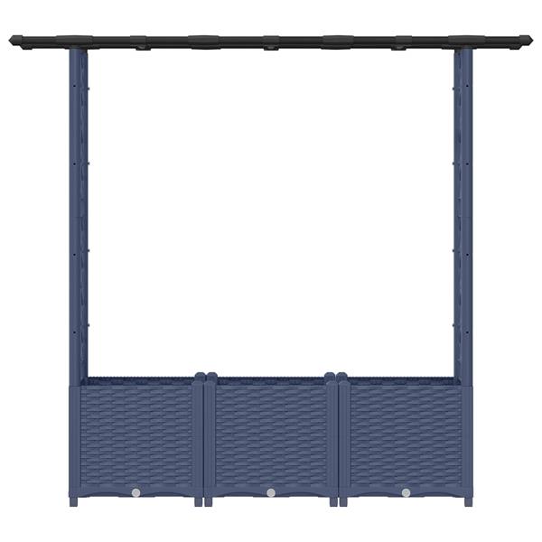 Grote foto vidaxl verhoogd bed met trellis en dak grijs 162 5 x 40 x 136 cm pp tuin en terras overige tuin en terras