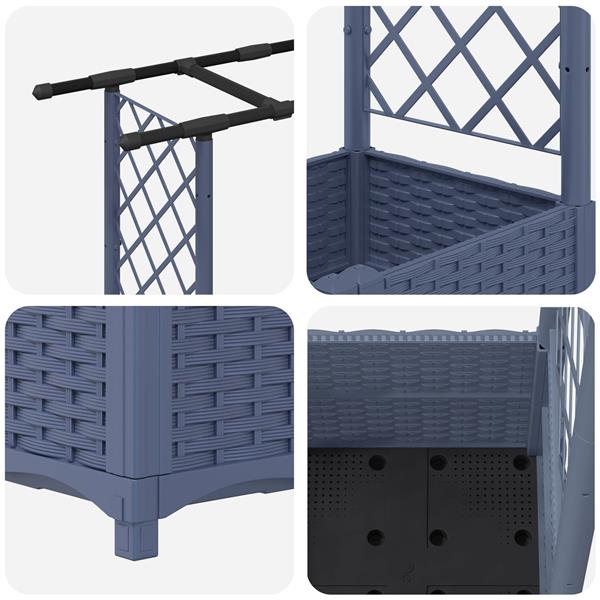 Grote foto vidaxl verhoogd bed met trellis en dak grijs 162 5 x 40 x 136 cm pp tuin en terras overige tuin en terras
