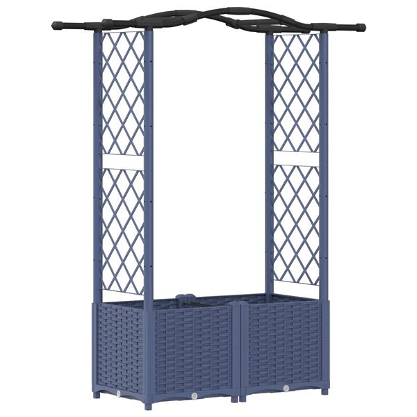 Grote foto vidaxl verhoogd bed met trellis en dak grijs 125 x 40 x 138 cm pp tuin en terras overige tuin en terras