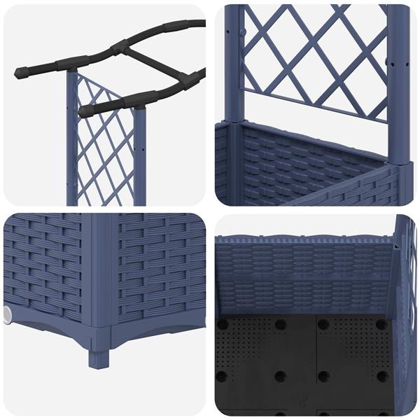 Grote foto vidaxl verhoogd bed met trellis en dak grijs 125 x 40 x 138 cm pp tuin en terras overige tuin en terras