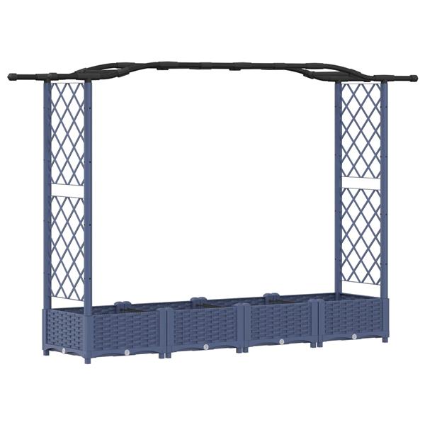 Grote foto vidaxl verhoogd bed met trellis en dak grijs 207 x 40 x 123 cm pp tuin en terras overige tuin en terras