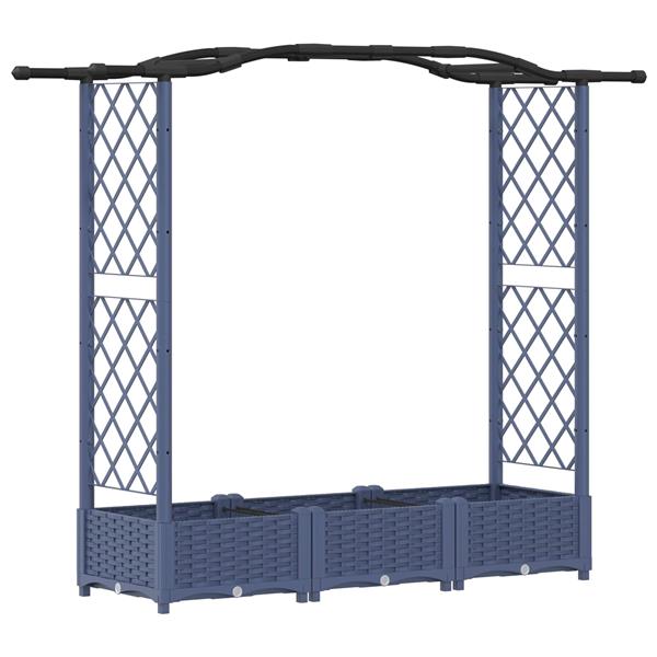 Grote foto vidaxl verhoogd bed met trellis en dak grijs 169 x 40 x 123 cm pp tuin en terras overige tuin en terras