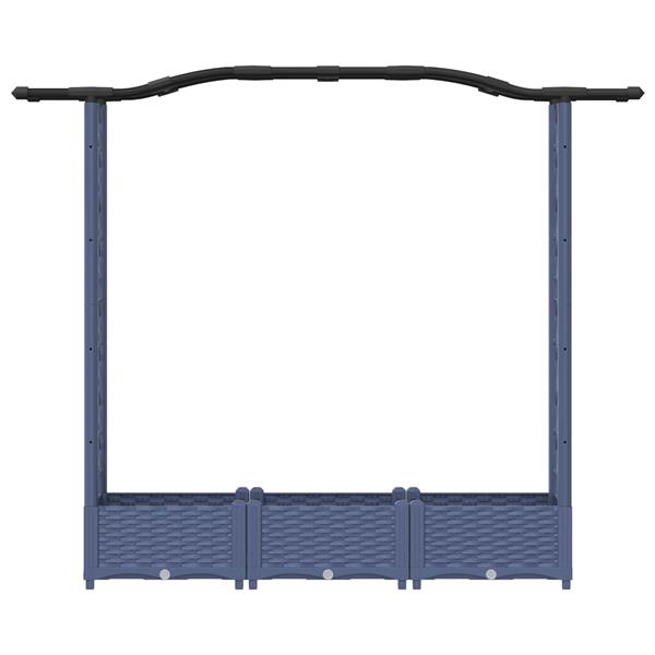 Grote foto vidaxl verhoogd bed met trellis en dak grijs 169 x 40 x 123 cm pp tuin en terras overige tuin en terras