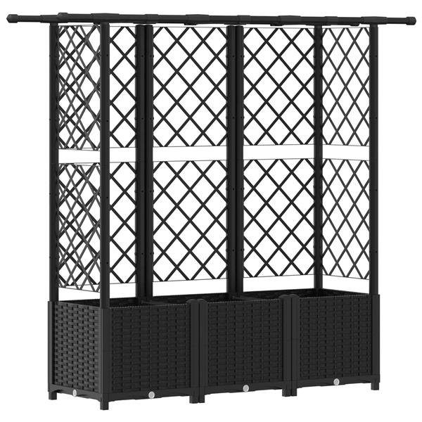 Grote foto vidaxl verhoogd bed met trellis en dak zwart 163 5 x 40 x 136 cm pp tuin en terras overige tuin en terras