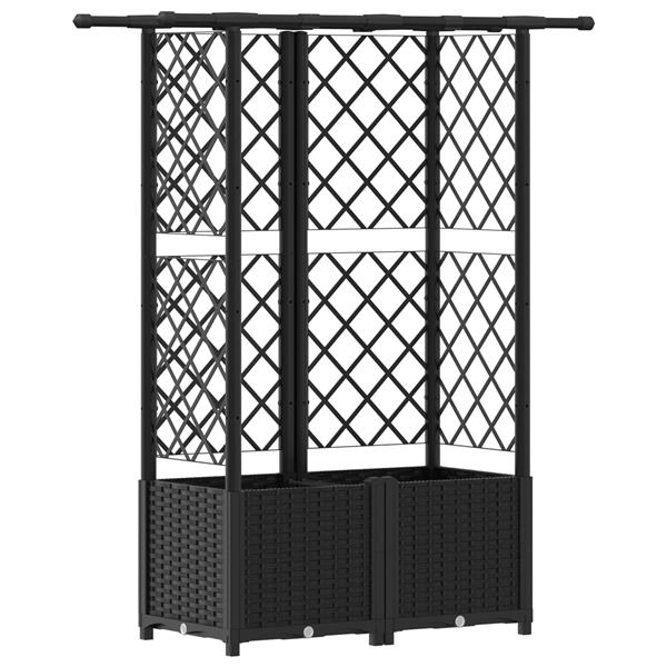 Grote foto vidaxl verhoogd bed met trellis en dak zwart 124 x 40 x 136 cm pp tuin en terras overige tuin en terras