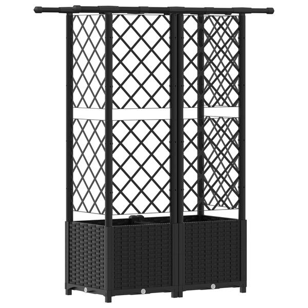 Grote foto vidaxl verhoogd bed met trellis en dak zwart 124 x 40 x 136 cm pp tuin en terras overige tuin en terras
