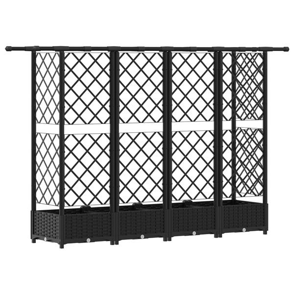 Grote foto vidaxl verhoogd bed met trellis en dak zwart 202 5 x 40 x 121 cm pp tuin en terras overige tuin en terras