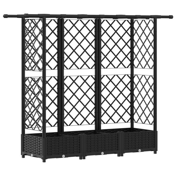 Grote foto vidaxl verhoogd bed met trellis en dak zwart 164 x 40 x 121 cm pp tuin en terras overige tuin en terras