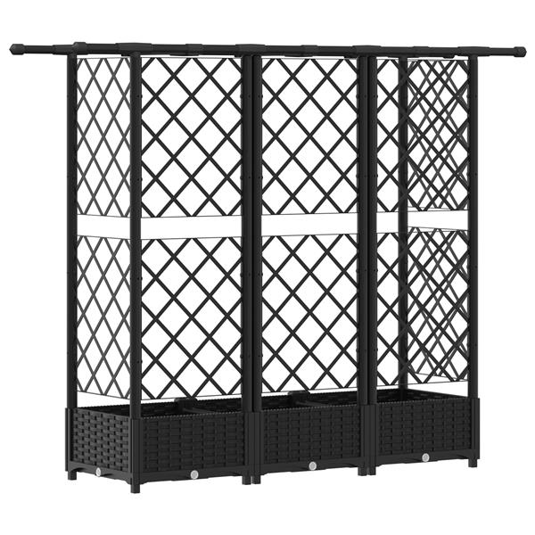 Grote foto vidaxl verhoogd bed met trellis en dak zwart 164 x 40 x 121 cm pp tuin en terras overige tuin en terras