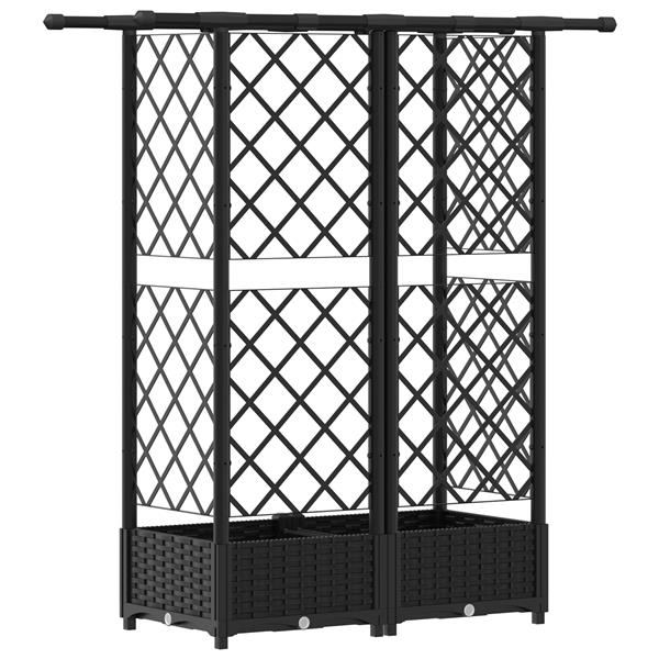 Grote foto vidaxl verhoogd bed met trellis en dak zwart 124 x 40 x 121 cm pp tuin en terras overige tuin en terras