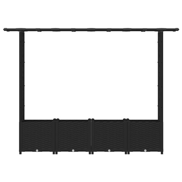 Grote foto vidaxl verhoogd bed met trellis en dak zwart 203 x 40 x 136 cm pp tuin en terras overige tuin en terras