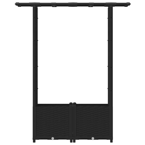 Grote foto vidaxl verhoogd bed met trellis en dak zwart 124 5 x 40 x 136 cm pp tuin en terras overige tuin en terras