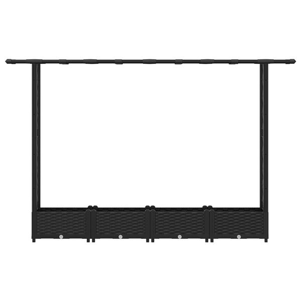 Grote foto vidaxl verhoogd bed met trellis en dak zwart 203 x 40 x 121 cm pp tuin en terras overige tuin en terras