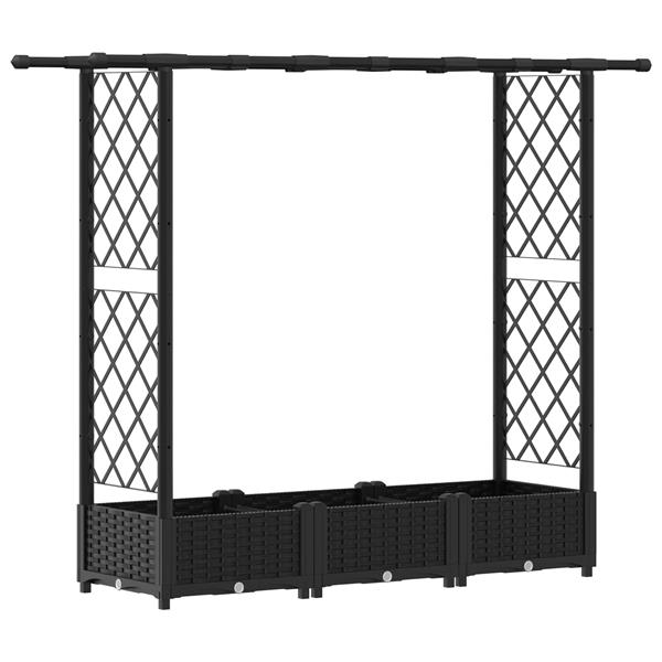 Grote foto vidaxl verhoogd bed met trellis en dak zwart 164 x 40 x 121 cm pp tuin en terras overige tuin en terras
